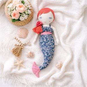 Mermaid Plush Doll Pillow Decor Cotton Shell Coral/pink Yarn Hair